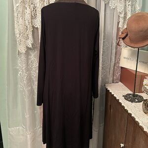 Eileen Fisher Black Jersey Knit Boat Neck Dress Sz L